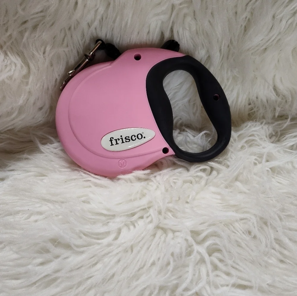 Frisco Pink Black Nylon Retractable Dog Leash 16 ft